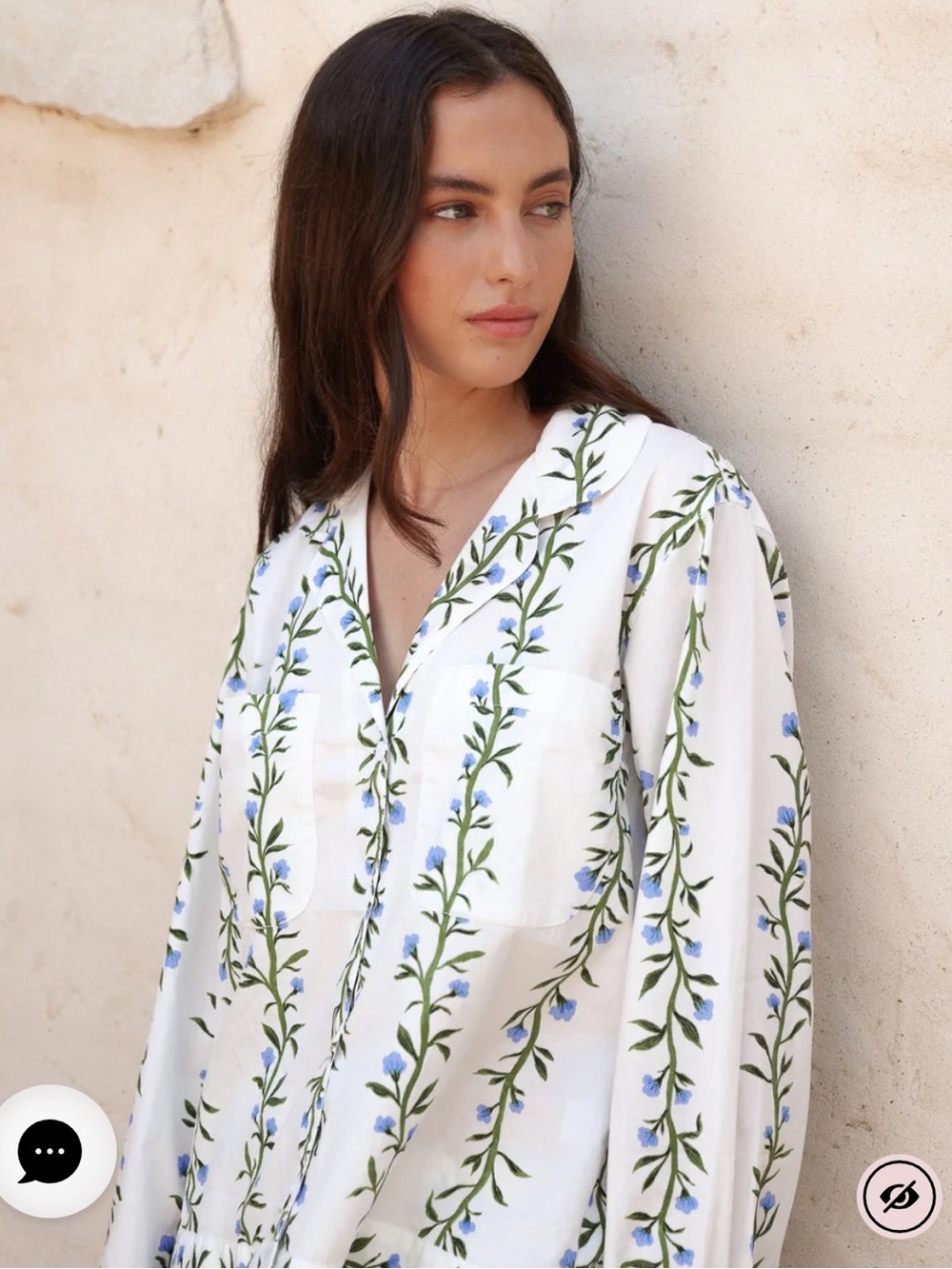NWOT Emily Long Pajama Set Botanical Vine Size Large - Picture 4 of 11